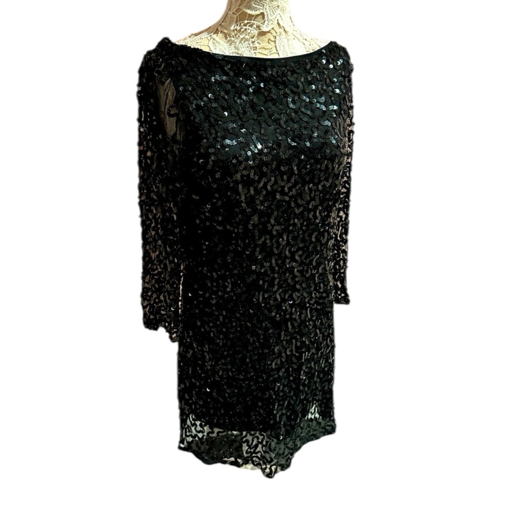 Pisarro Nights sequin silk vintage flapper 20s inspired dress from the 80s